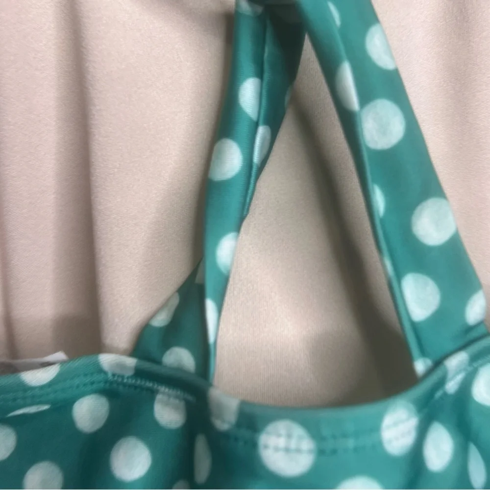 Tea Collection Polka Dot Tankini Swim Set 2 Piece Green White